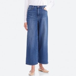 Uniqlo Dark Wash High Waist Wide Leg Jeans